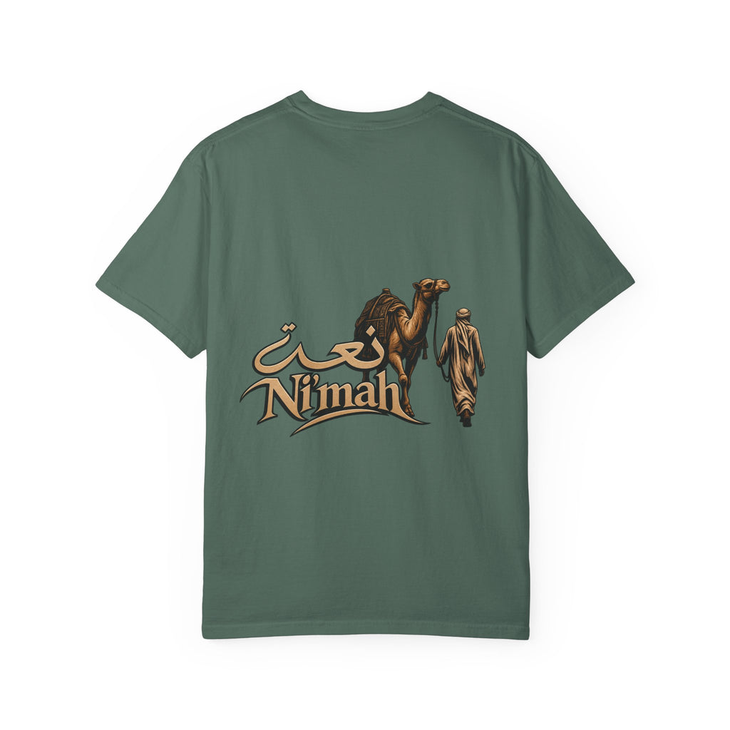 Nimah Desert Tee — Arabic Calligraphy Camel Graphic T-Shirt