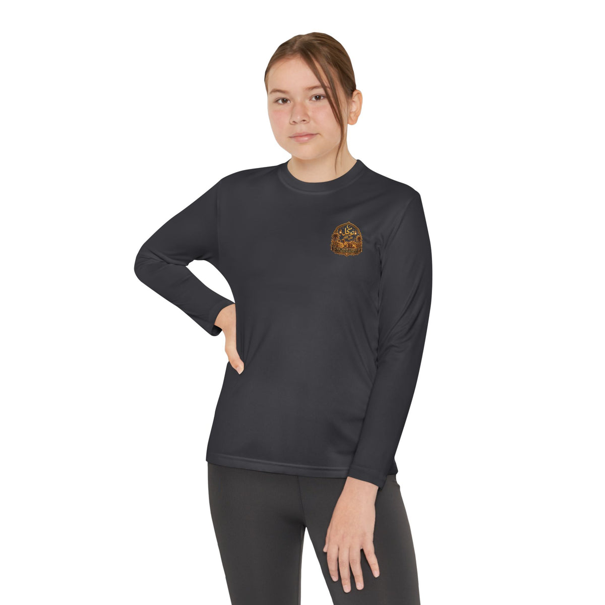 Youth Long Sleeve Tee — Vintage Gold Crest Graphic
