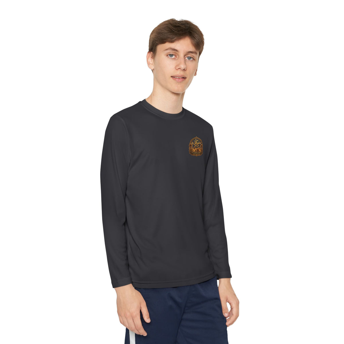 Youth Long Sleeve Tee — Vintage Gold Crest Graphic