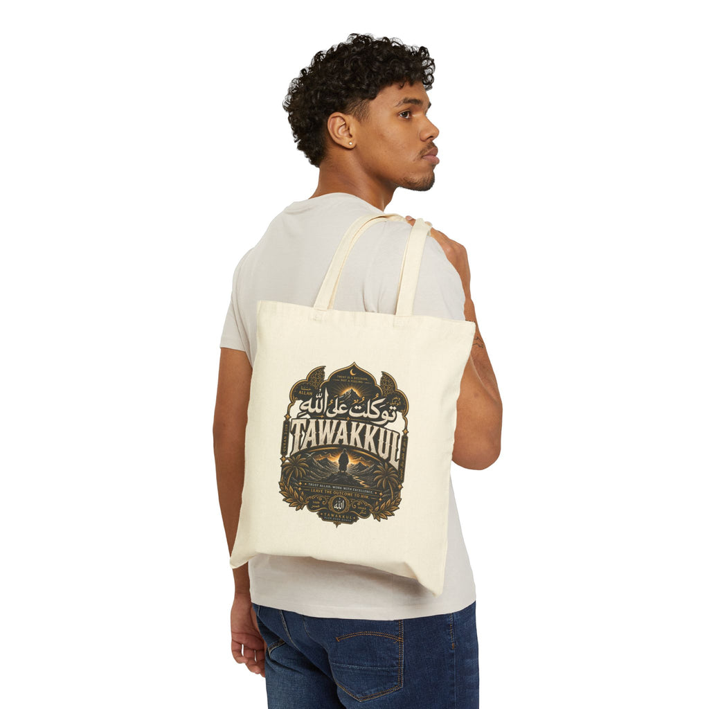 Tote Bag — 'Tawakkul' Minimal Canvas Tote (Arabic Faith Design)