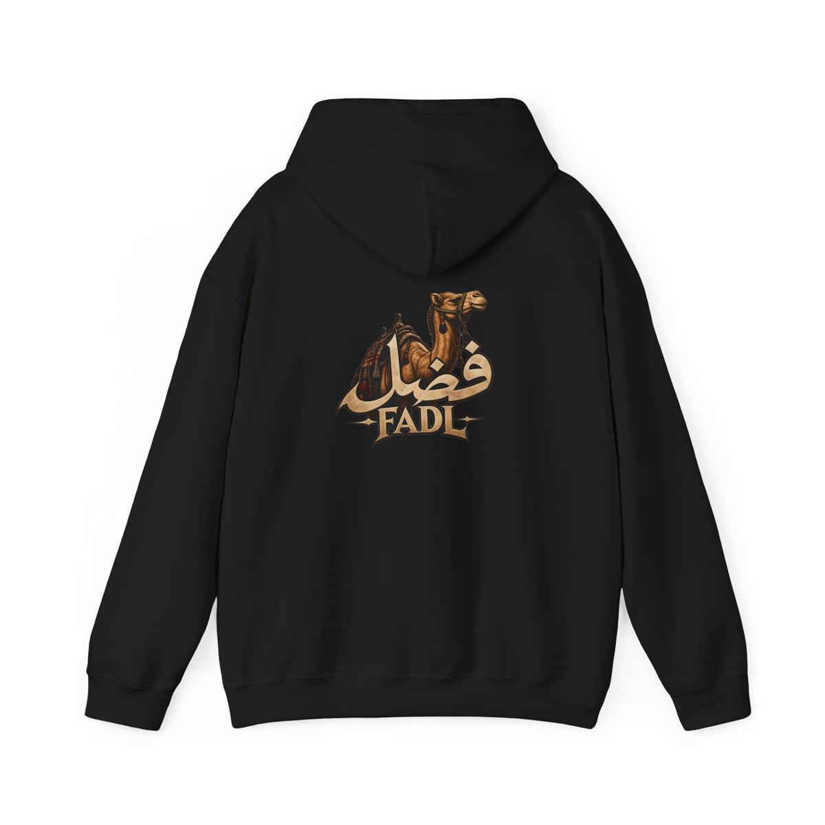 Arabic Name Fadl Hoodie — Gold Calligraphy Graphic Sweatshirt