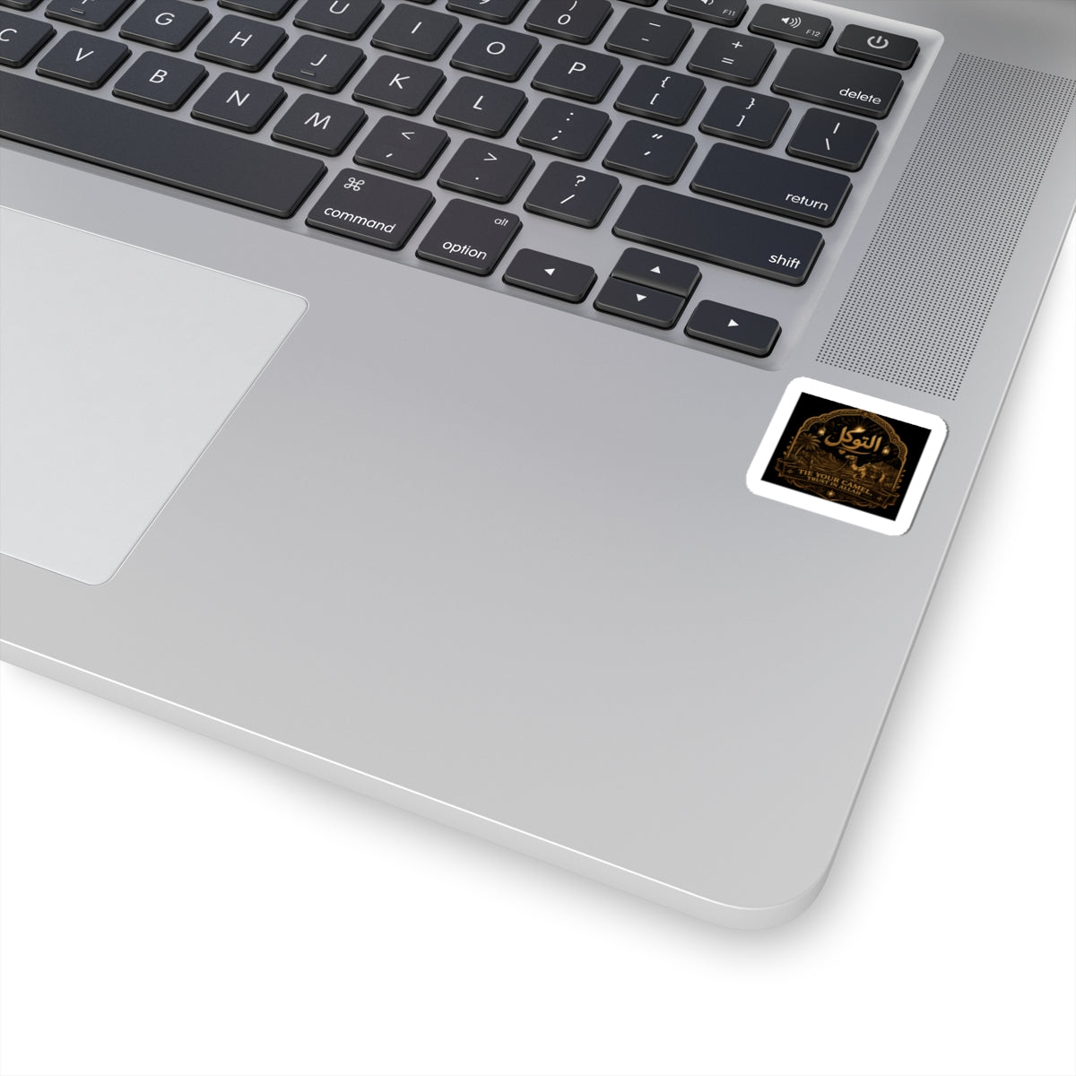 Islamic Calligraphy Kiss-Cut Sticker — Gold Arabic Tawakkul Design