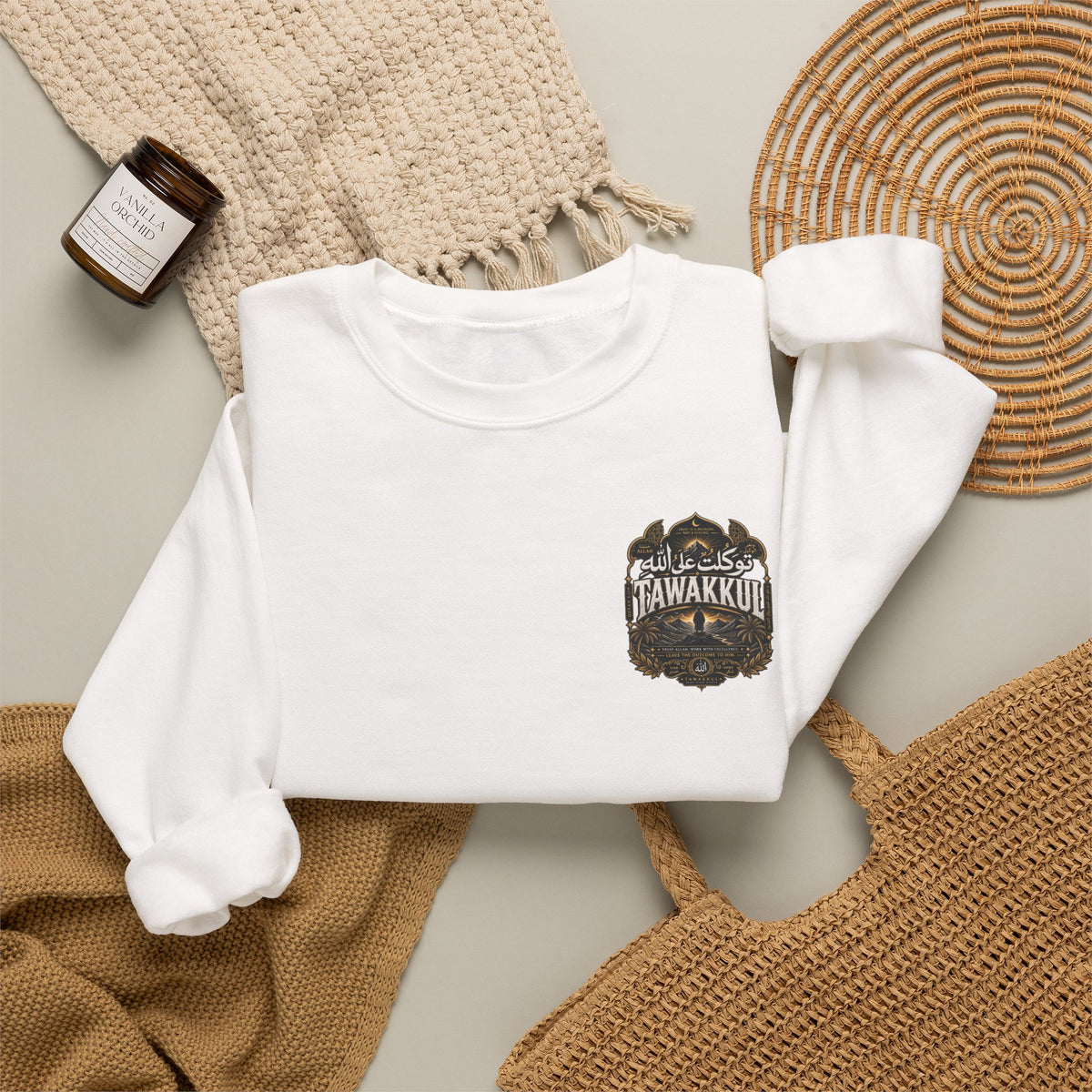 Bear Paw Crewneck Sweatshirt — Vintage 'Awakening' Forest Graphic