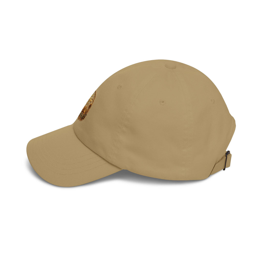 Embroidered Golden Crest Dad Cap — Classic White Baseball Hat