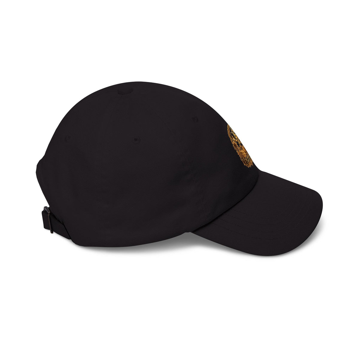 Embroidered Golden Crest Dad Cap — Classic White Baseball Hat
