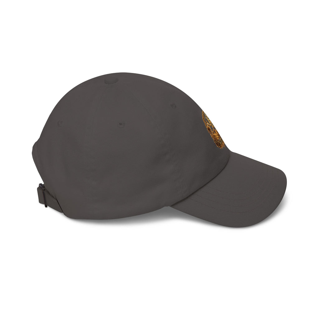 Embroidered Golden Crest Dad Cap — Classic White Baseball Hat