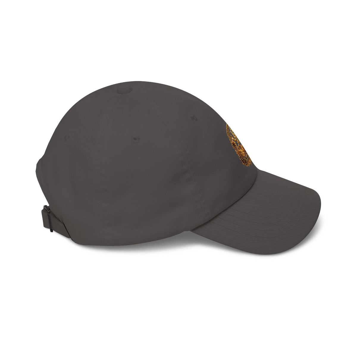 Embroidered Golden Crest Dad Cap — Classic White Baseball Hat