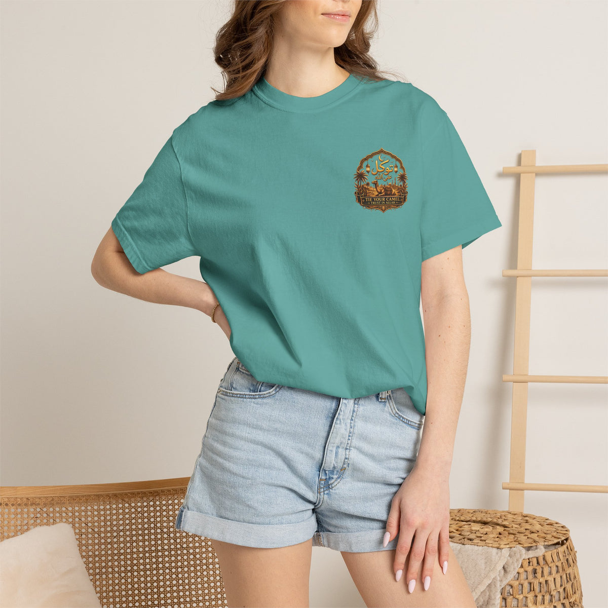 Arabic Calligraphy Pattern T-Shirt — Monochrome Script Graphic Tee