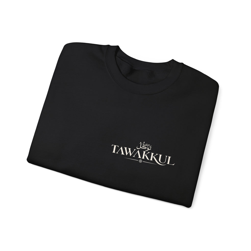 Black Crewneck Sweatshirt with Small 'Tihankel' Retro Patch — Vintage Mountain Logo Pullover