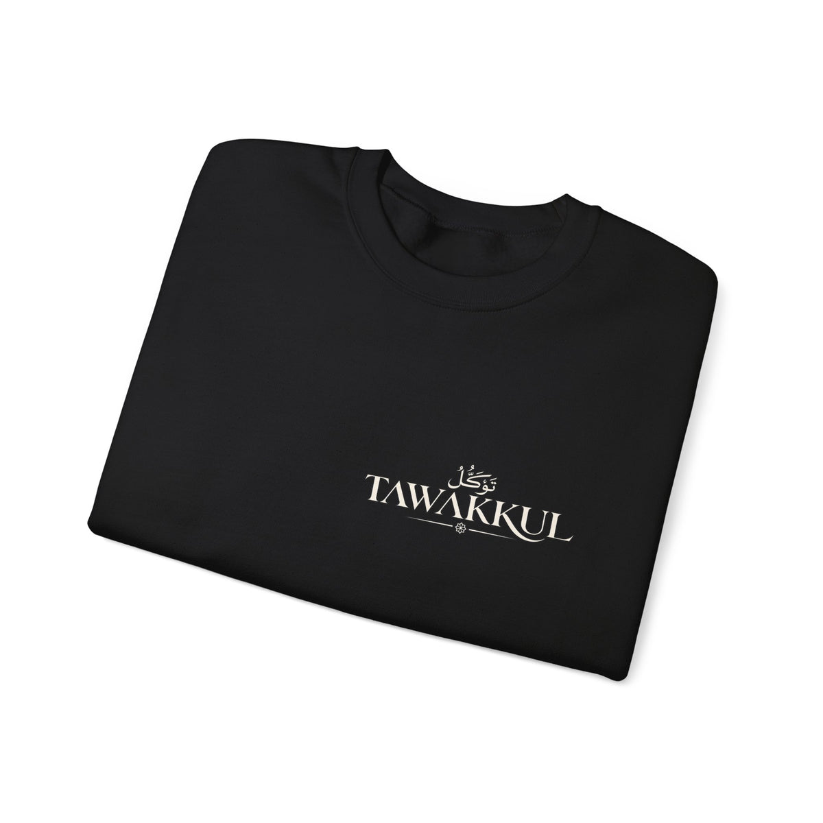 Black Crewneck Sweatshirt with Small 'Tihankel' Retro Patch — Vintage Mountain Logo Pullover