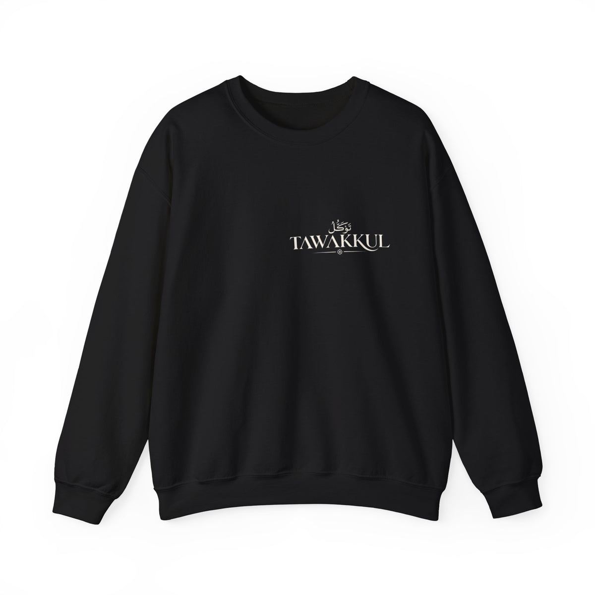 Black Crewneck Sweatshirt with Small 'Tihankel' Retro Patch — Vintage Mountain Logo Pullover