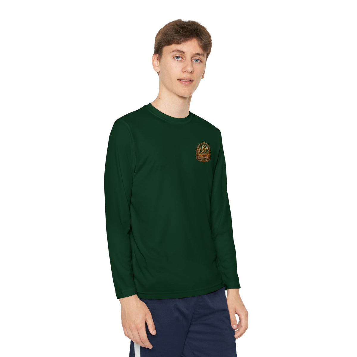 Youth Long Sleeve Tee — Vintage Gold Crest Graphic