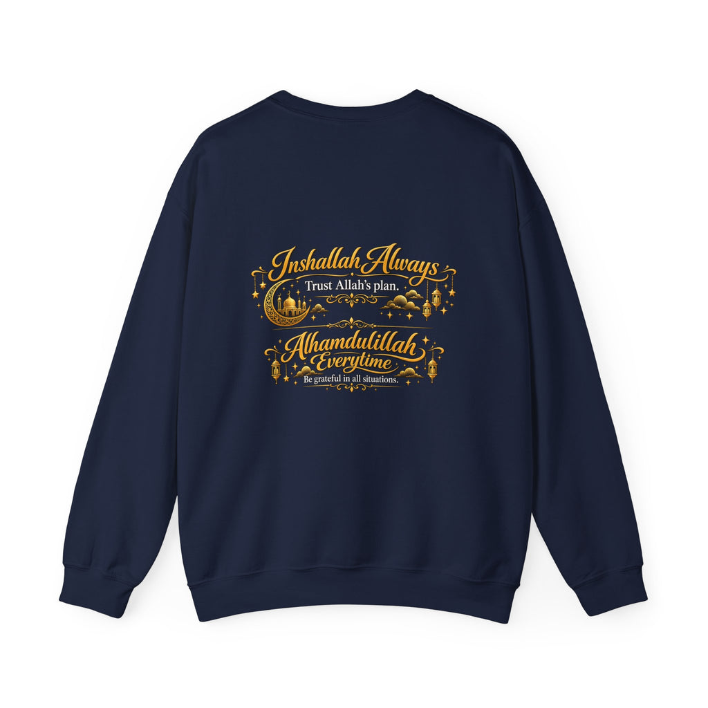 Crewneck Sweatshirt with Mountain Cabin Patch – Cozy Outdoorsy Travel Crew