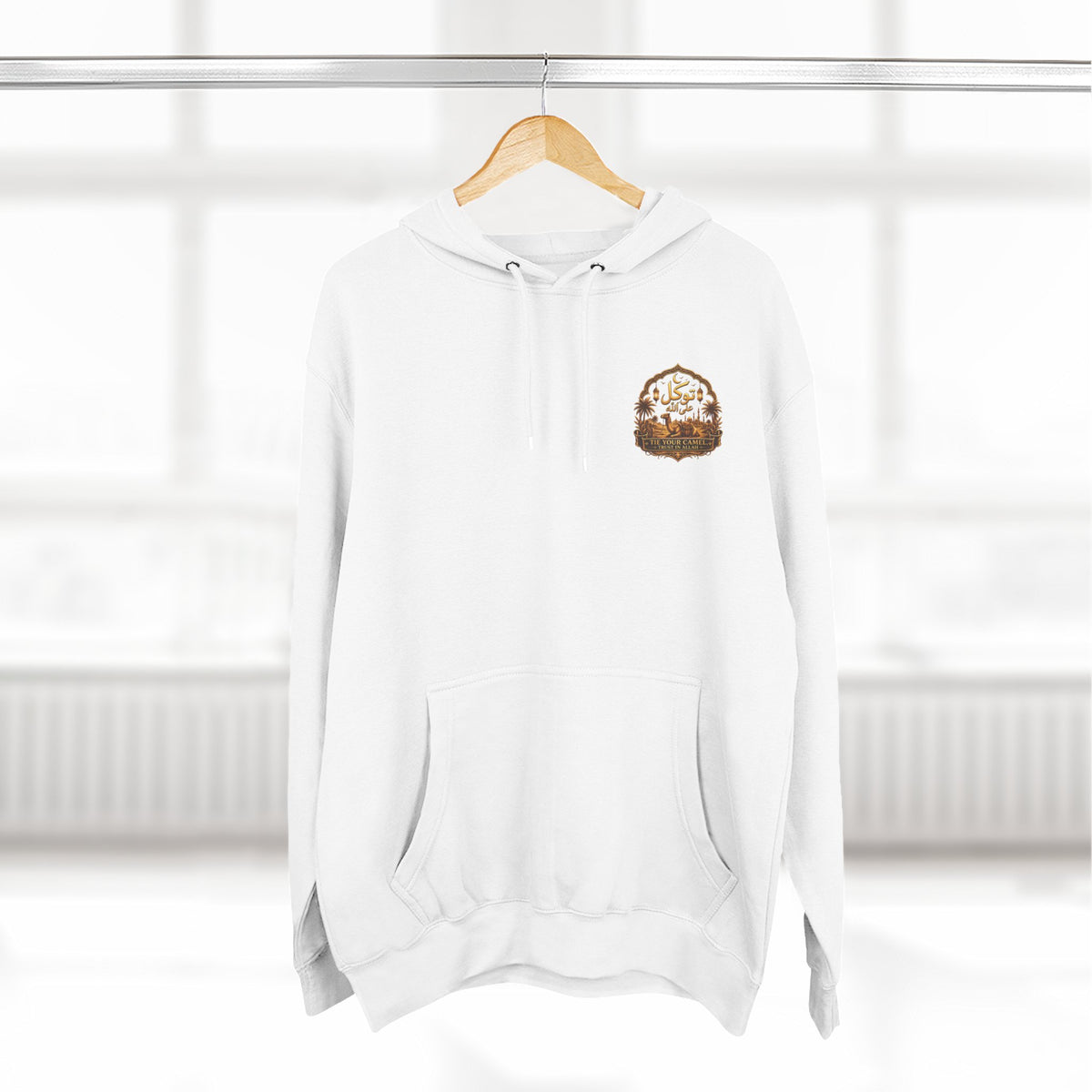 Camel Caravan Hoodie — "Nimah" Arabic Desert Design