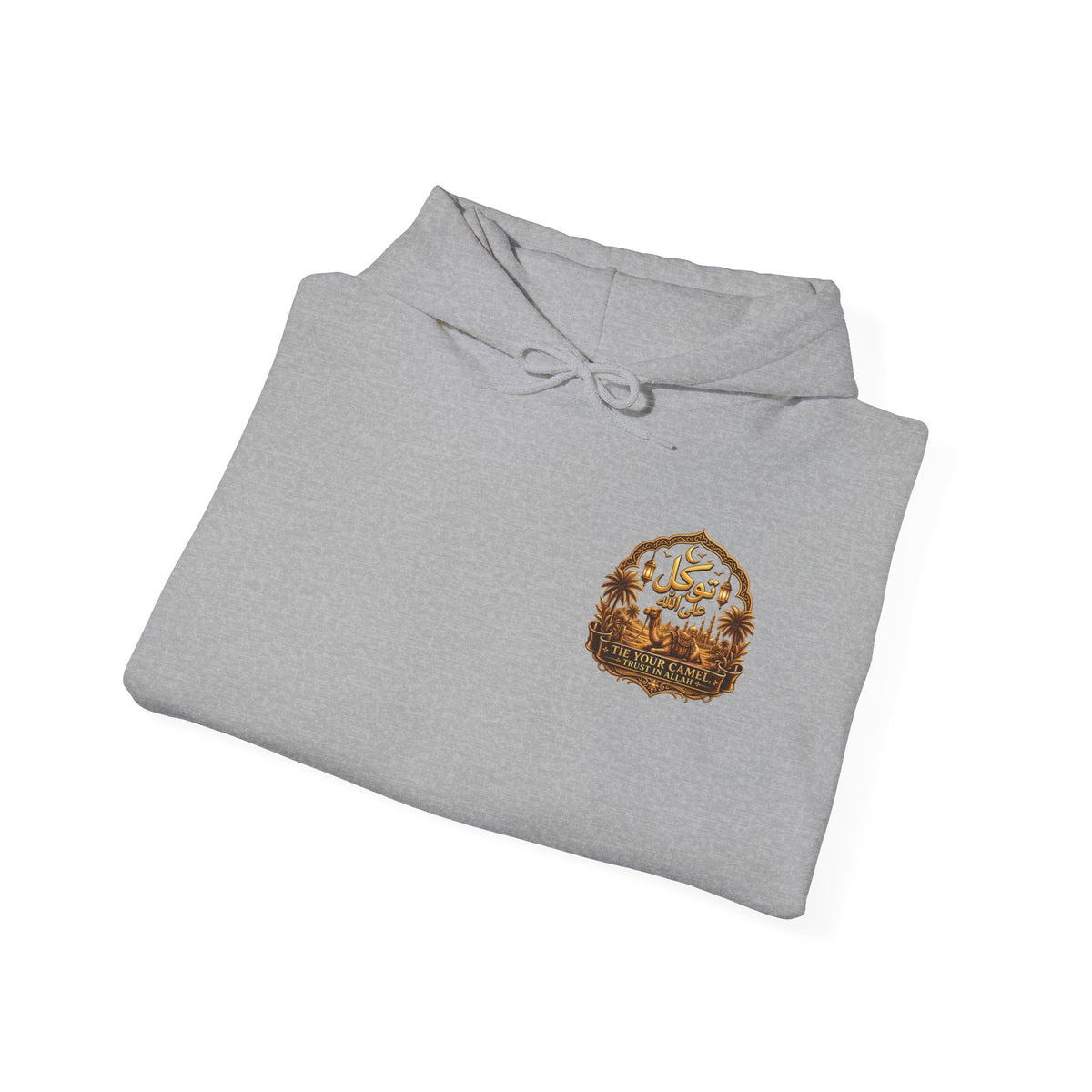 Arabic Name Fadl Hoodie — Gold Calligraphy Graphic Sweatshirt
