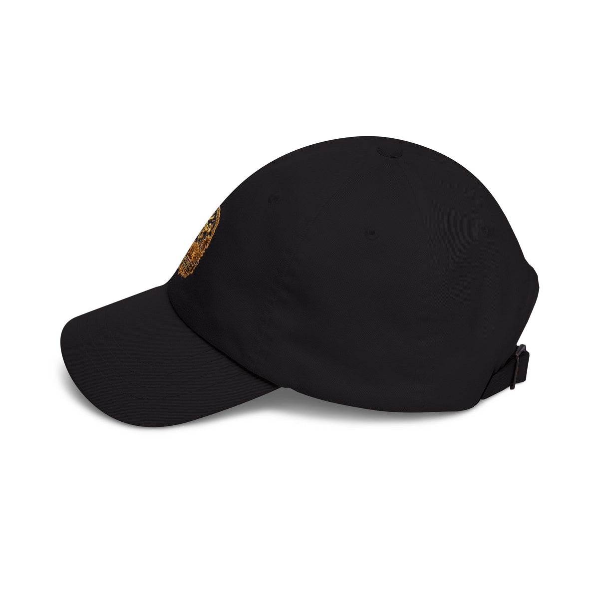 Embroidered Golden Crest Dad Cap — Classic White Baseball Hat