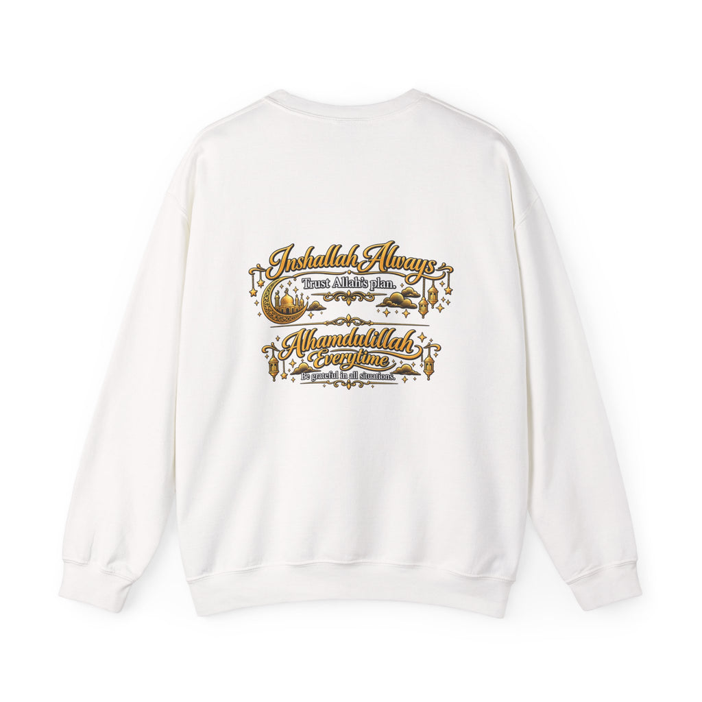Crewneck Sweatshirt with Mountain Cabin Patch – Cozy Outdoorsy Travel Crew