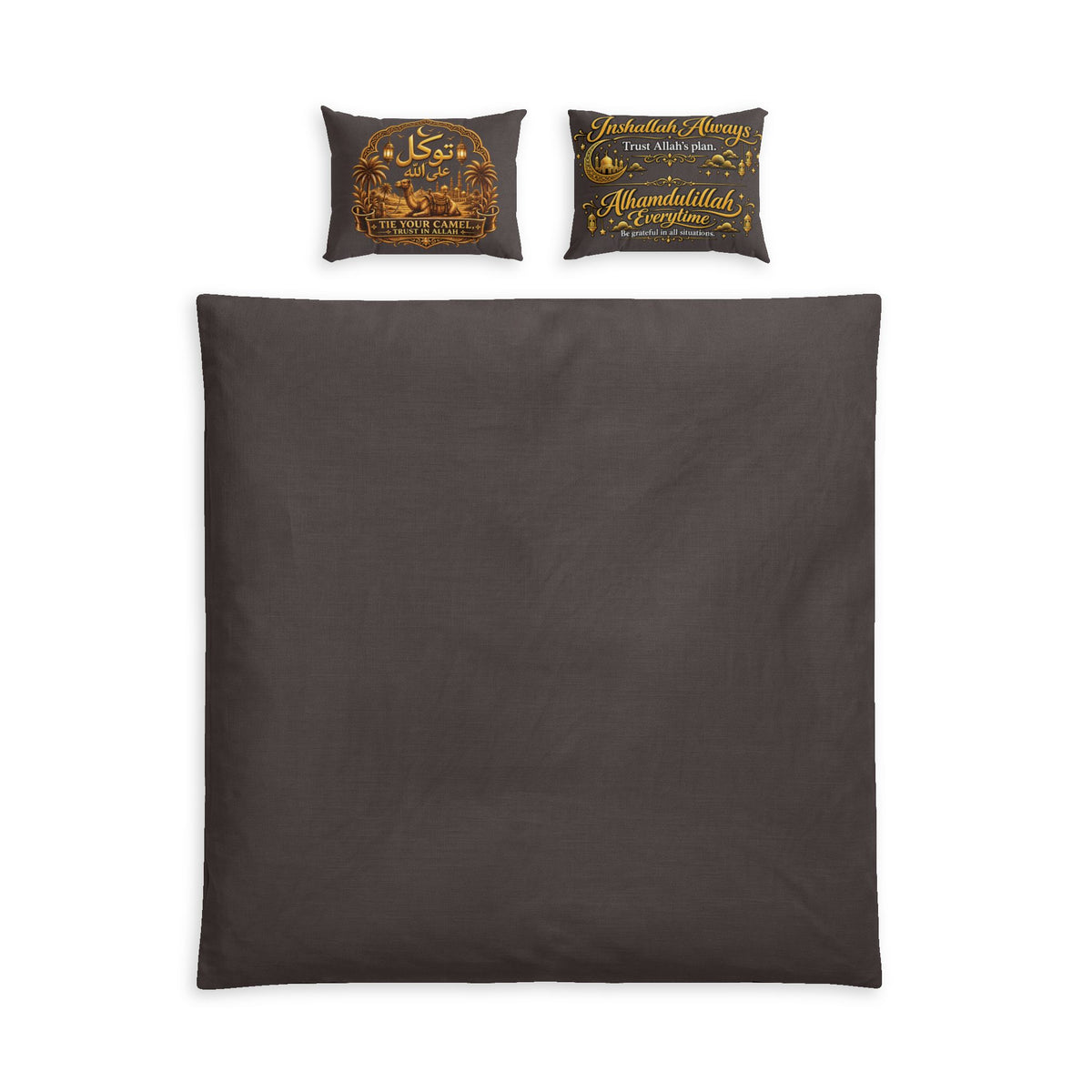Coffee Brown Cotton Bed Set – Rustic Duvet Cover & Pillowcases