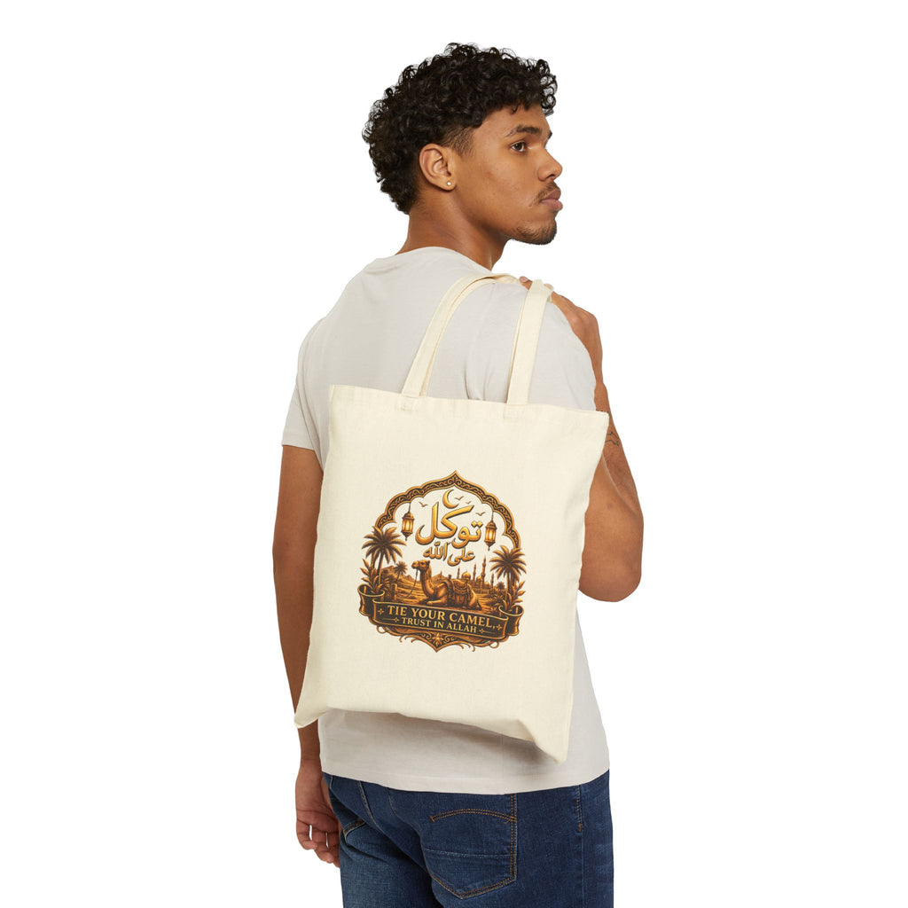 Canvas Tote Bag — Minimal Earthy Patch Design, Eco-Friendly Everyday Shopper