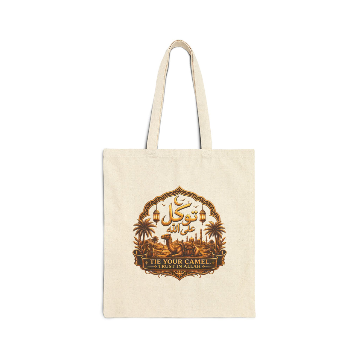 Canvas Tote Bag — Minimal Earthy Patch Design, Eco-Friendly Everyday Shopper