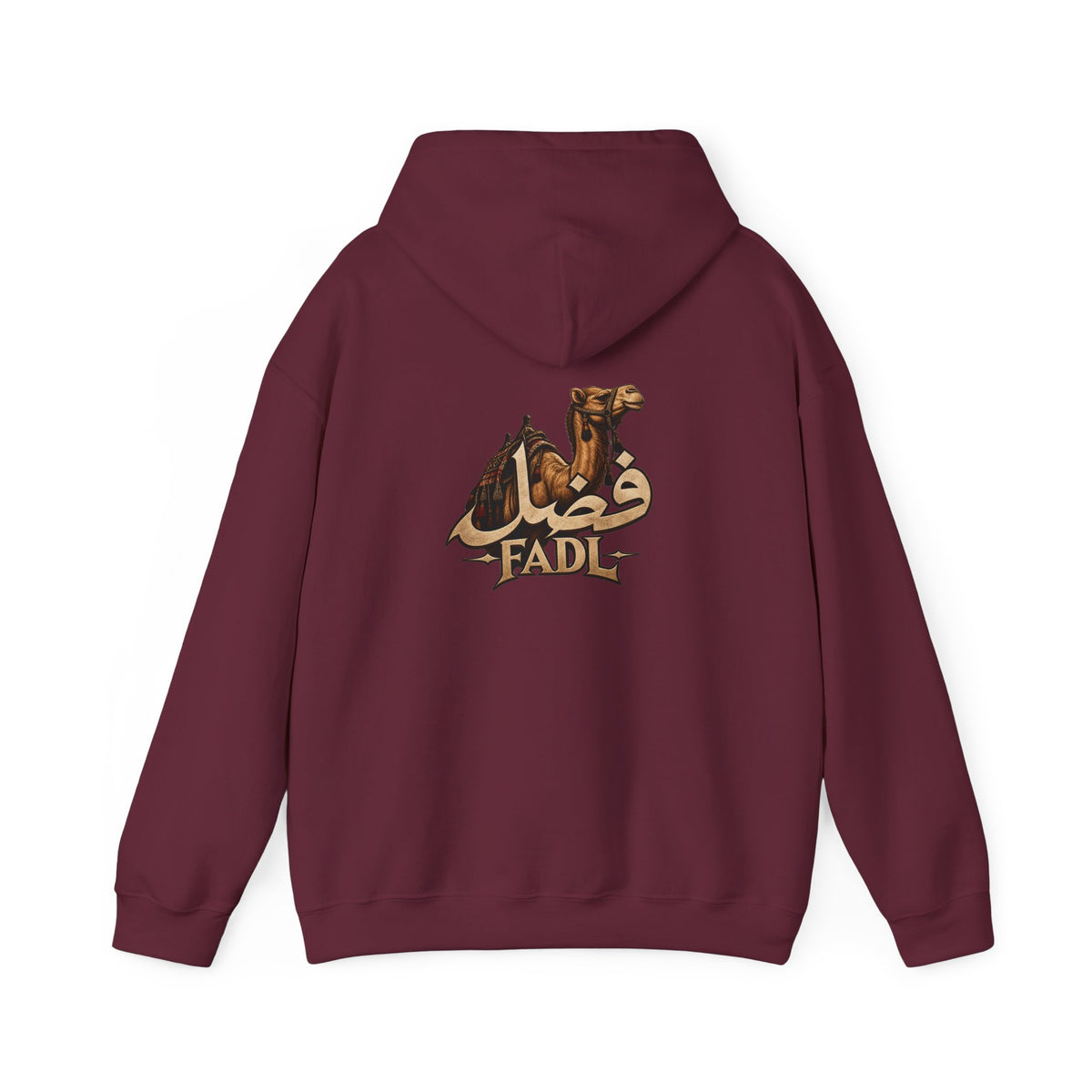 Arabic Name Fadl Hoodie — Gold Calligraphy Graphic Sweatshirt