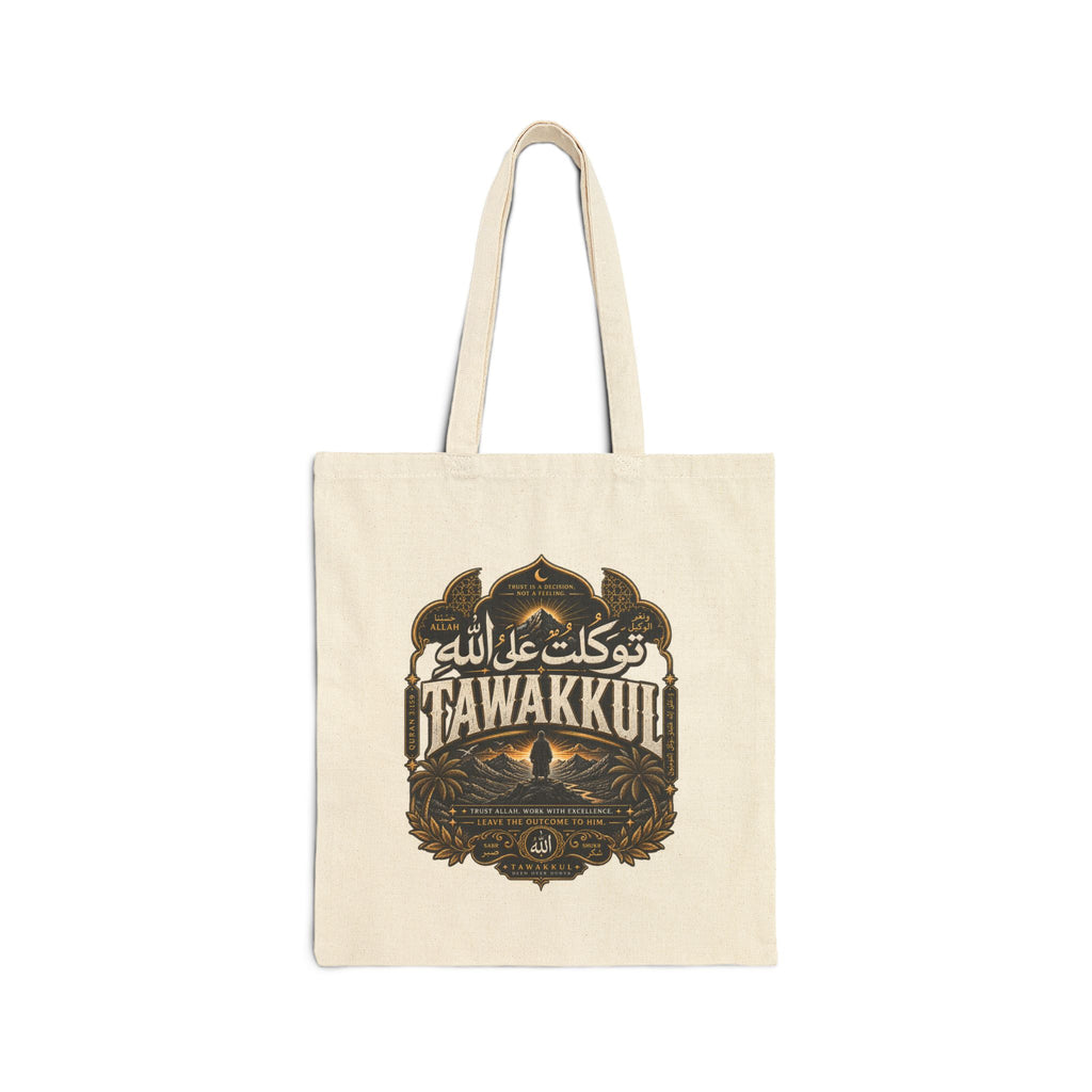 Tote Bag — 'Tawakkul' Minimal Canvas Tote (Arabic Faith Design)