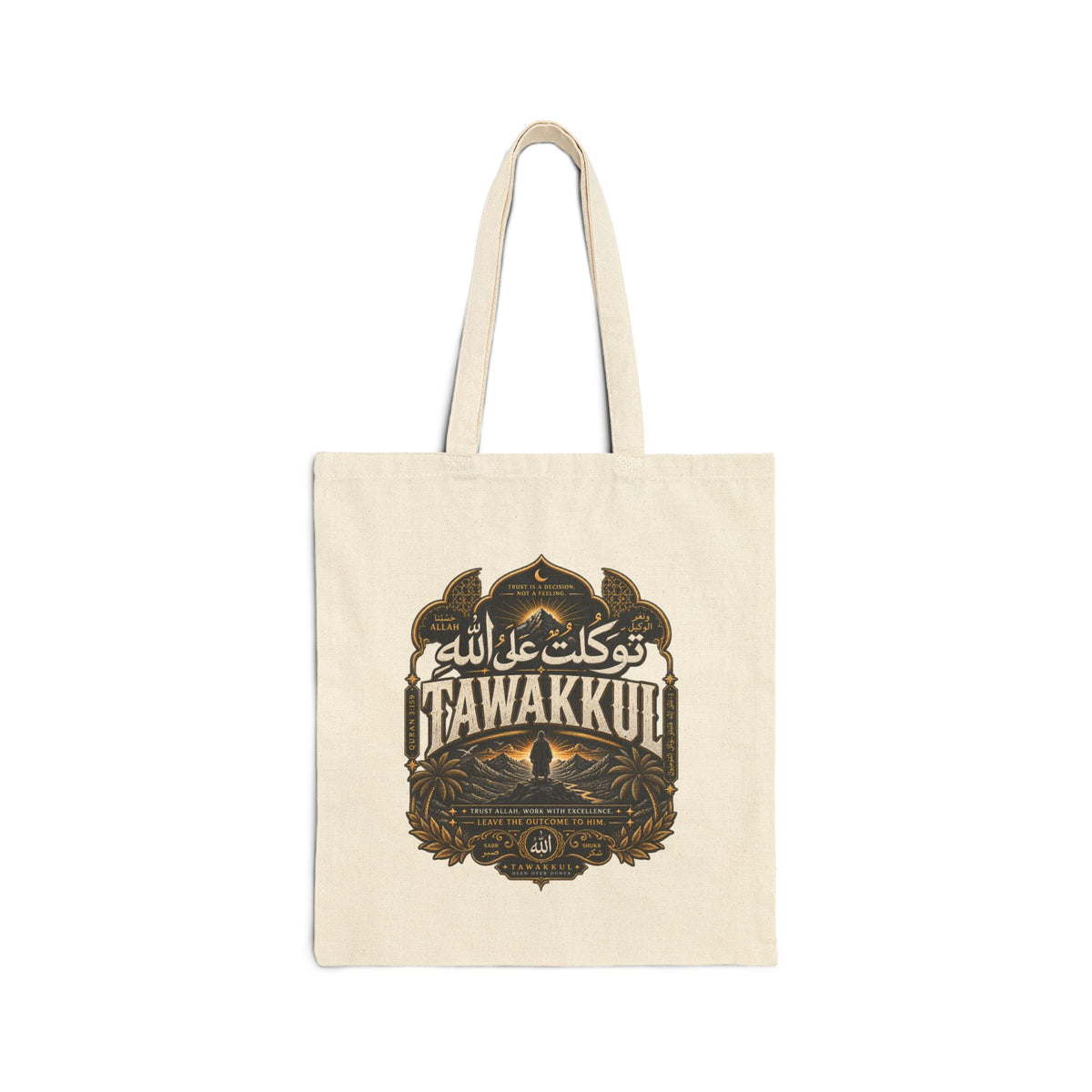 Tote Bag — 'Tawakkul' Minimal Canvas Tote (Arabic Faith Design)
