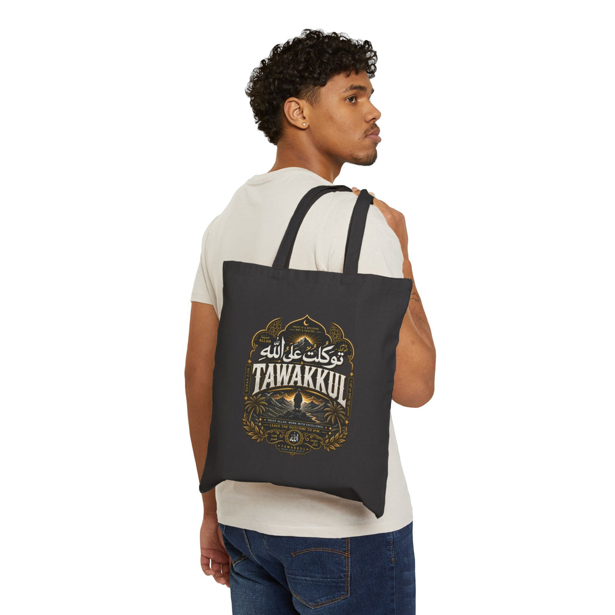 Tote Bag — 'Tawakkul' Minimal Canvas Tote (Arabic Faith Design)