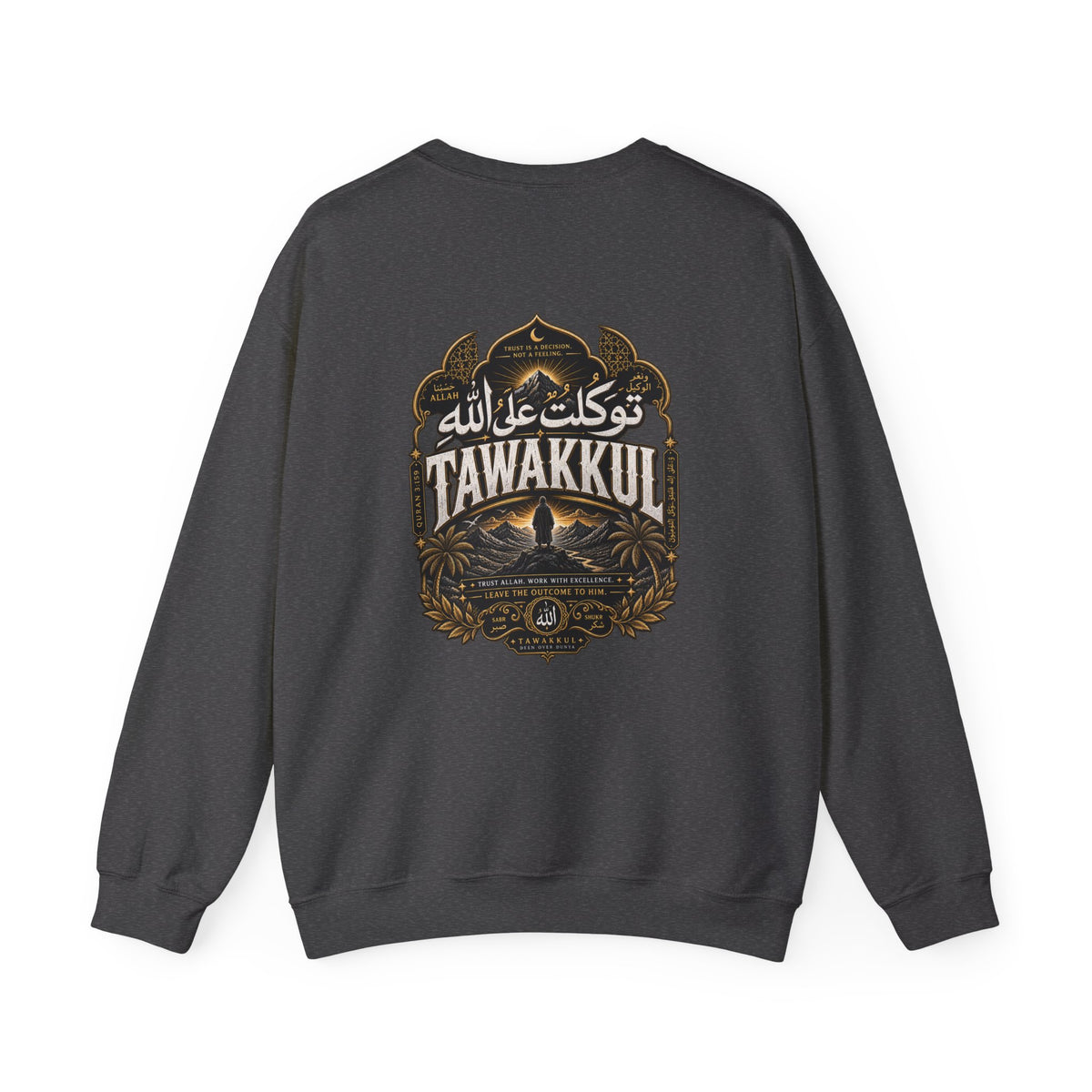 Black Crewneck Sweatshirt with Small 'Tihankel' Retro Patch — Vintage Mountain Logo Pullover