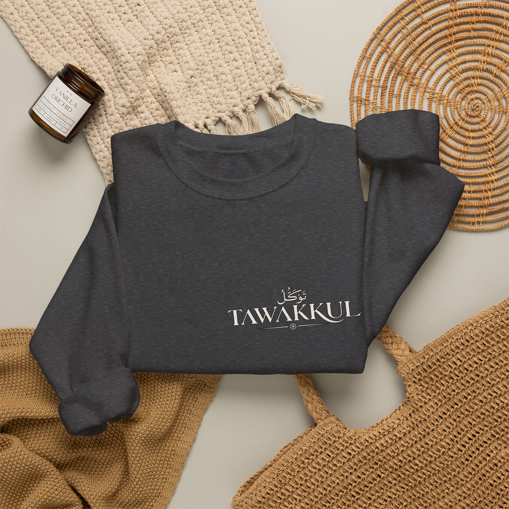 Black Crewneck Sweatshirt with Small 'Tihankel' Retro Patch — Vintage Mountain Logo Pullover
