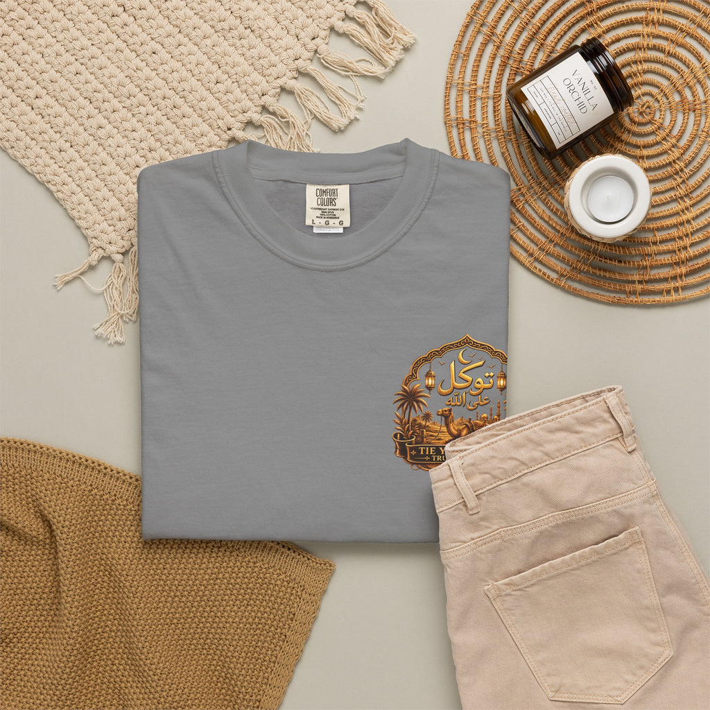 Nimah Desert Tee — Arabic Calligraphy Camel Graphic T-Shirt