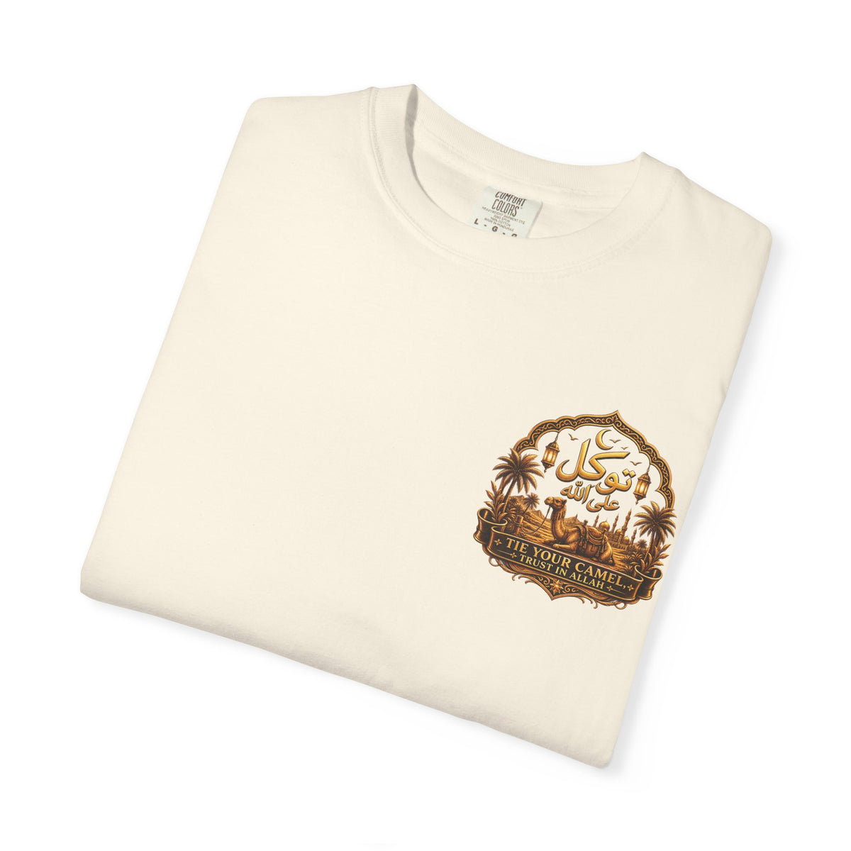 Nimah Desert Tee — Arabic Calligraphy Camel Graphic T-Shirt
