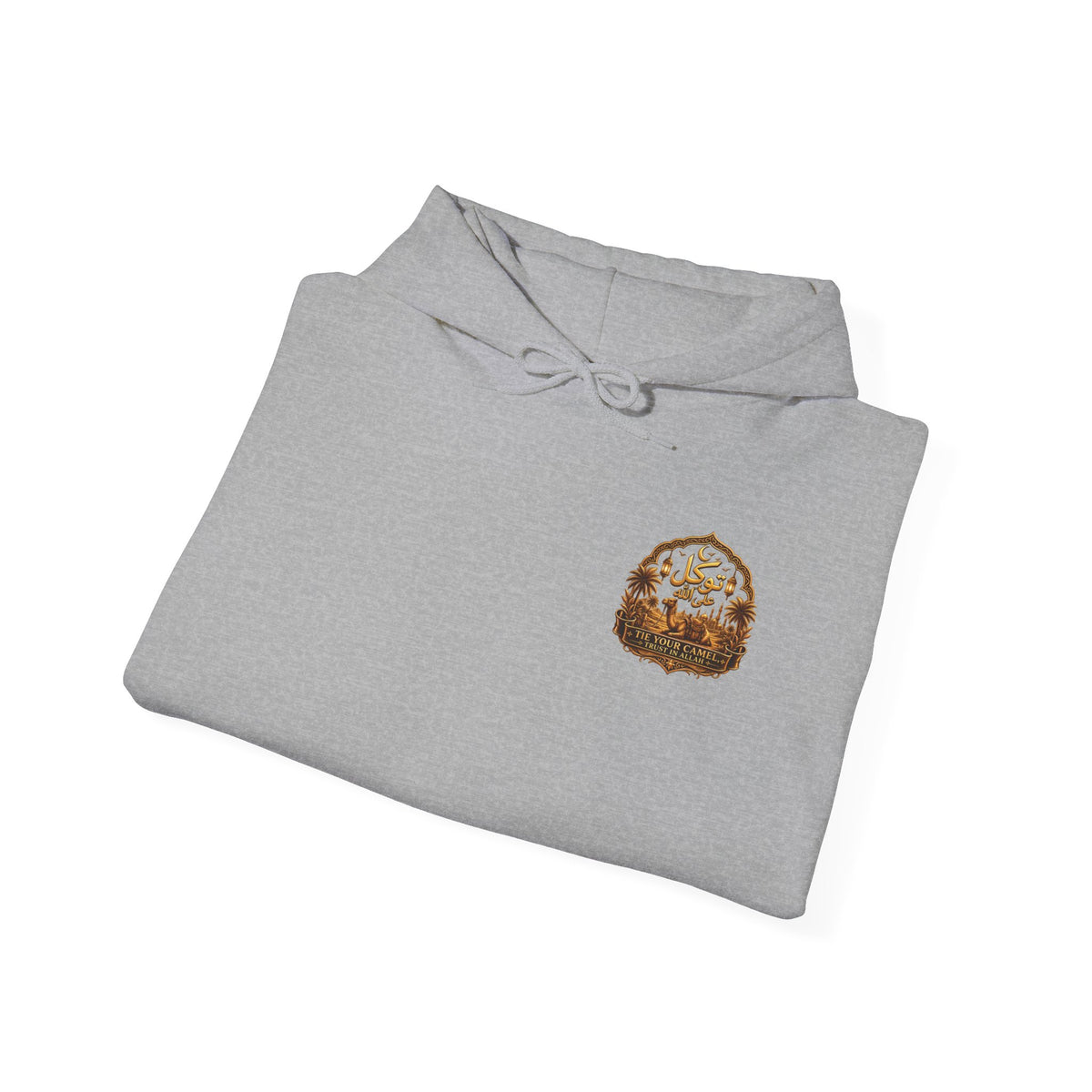 Sabr Camel Desert Hoodie — Arabic Patience Graphic Sweatshirt