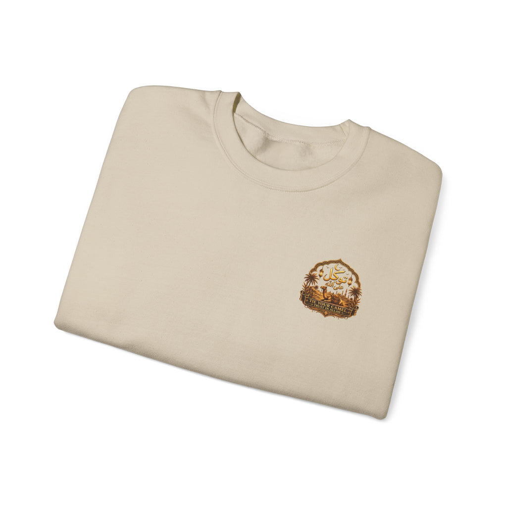 Crewneck Sweatshirt with Mountain Cabin Patch – Cozy Outdoorsy Travel Crew