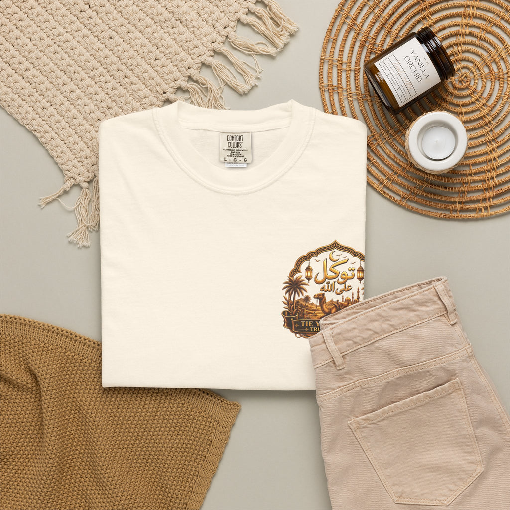 Nimah Desert Tee — Arabic Calligraphy Camel Graphic T-Shirt