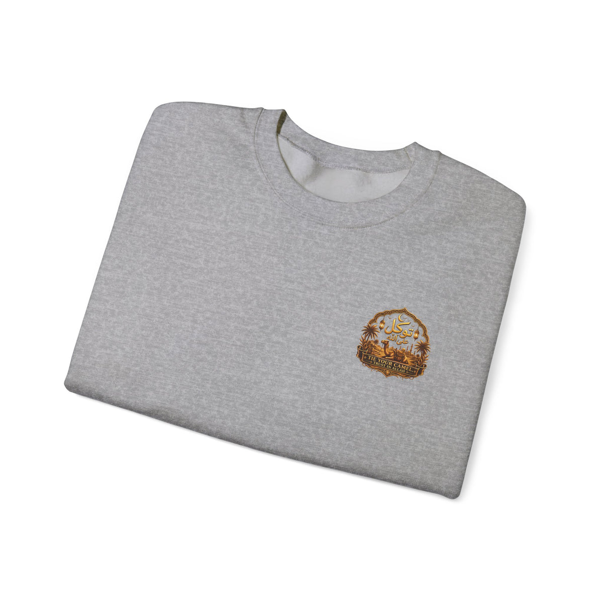 Crewneck Sweatshirt with Mountain Cabin Patch – Cozy Outdoorsy Travel Crew