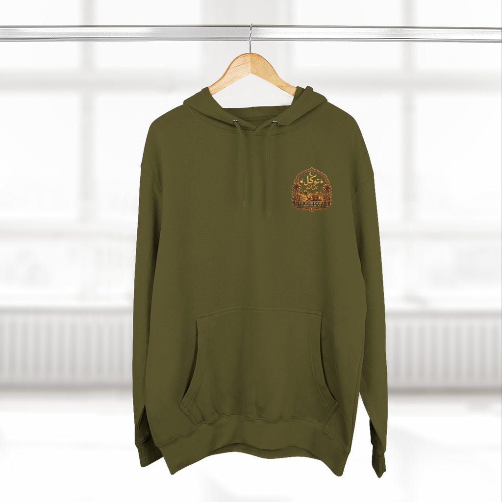 Camel Caravan Hoodie — "Nimah" Arabic Desert Design