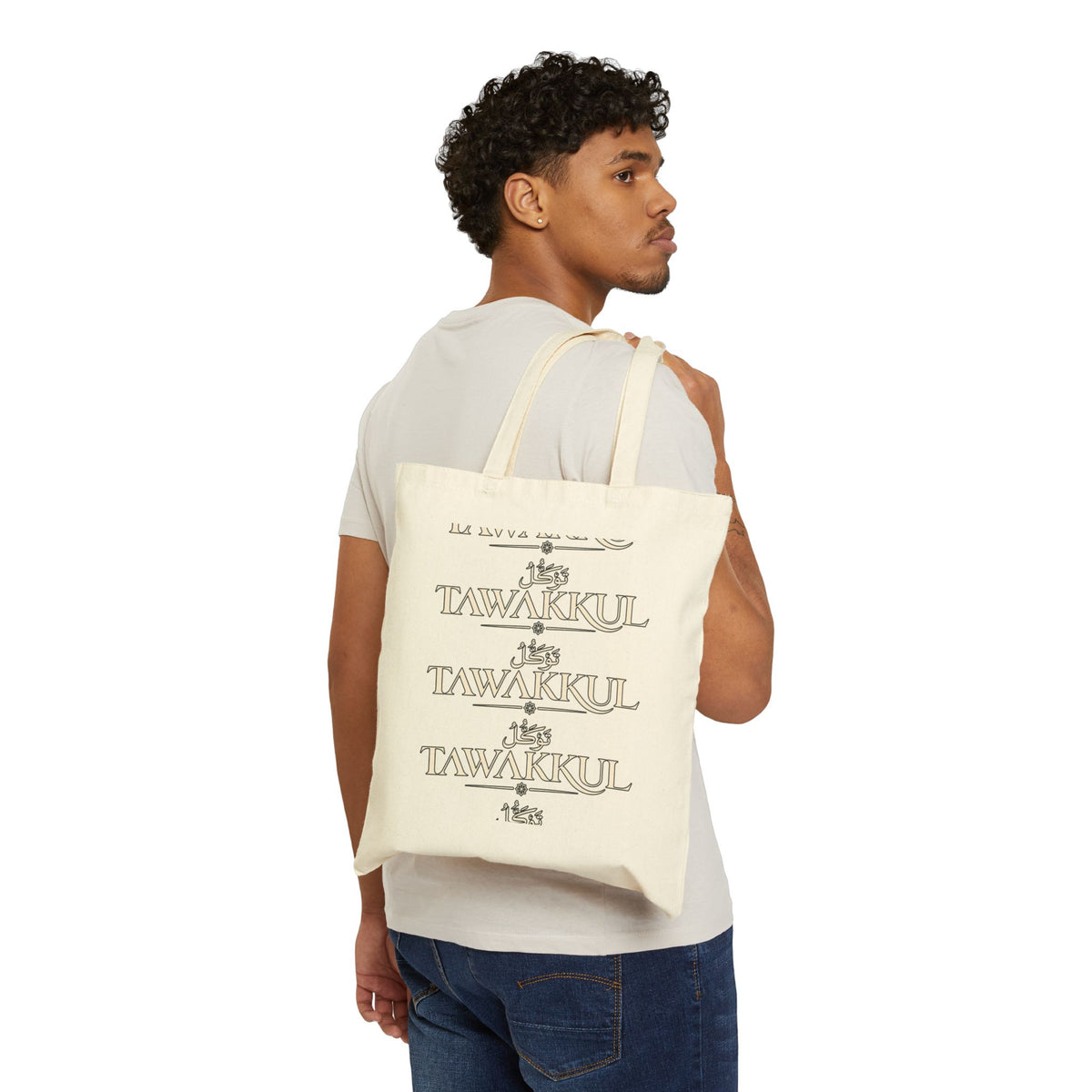 Tote Bag — 'Tawakkul' Minimal Canvas Tote (Arabic Faith Design)