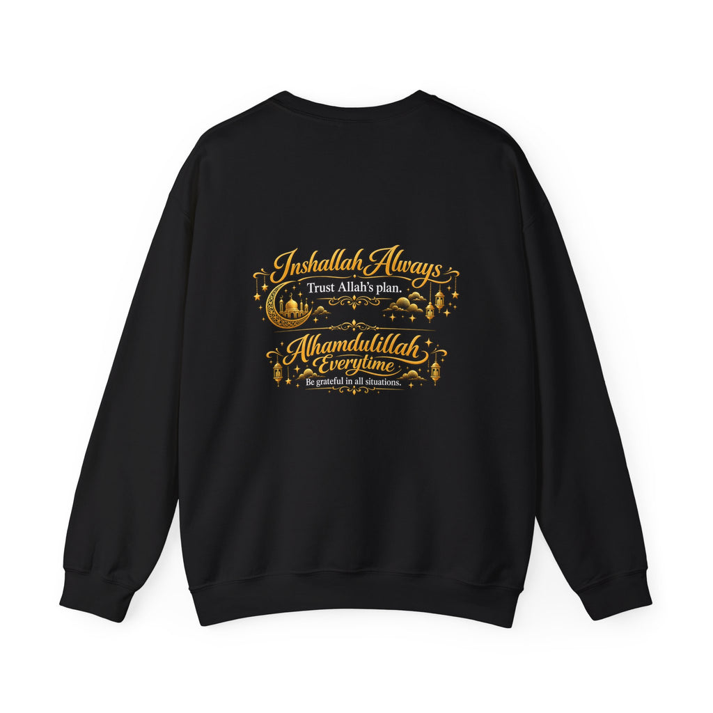 Crewneck Sweatshirt with Mountain Cabin Patch – Cozy Outdoorsy Travel Crew