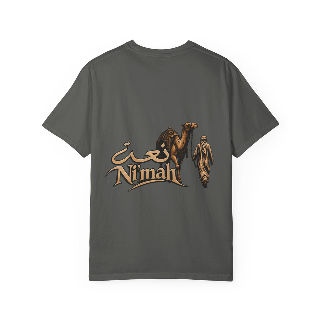 Nimah Desert Tee — Arabic Calligraphy Camel Graphic T-Shirt