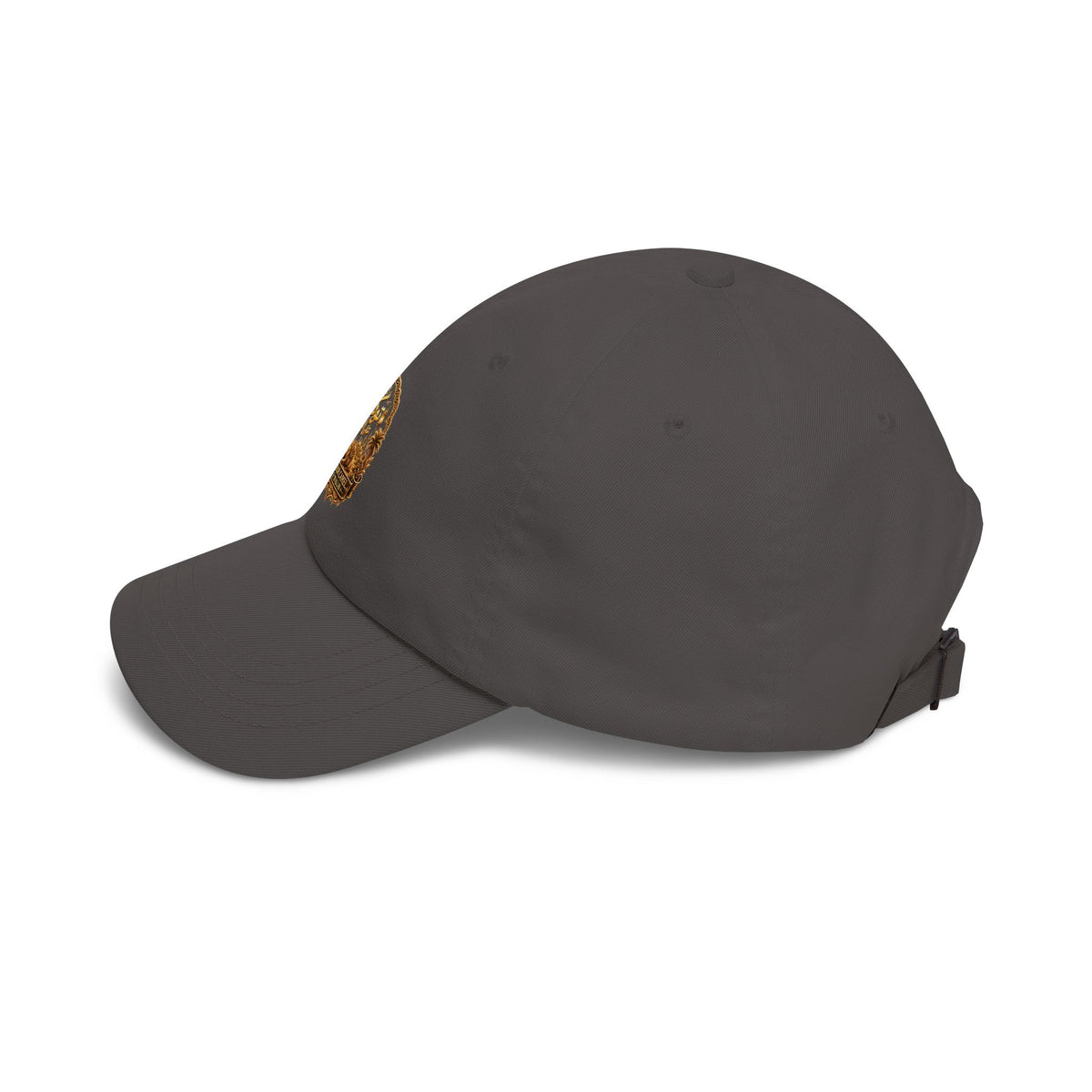 Embroidered Golden Crest Dad Cap — Classic White Baseball Hat