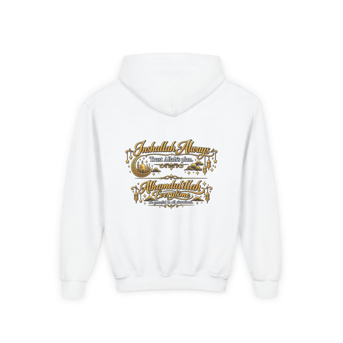 Youth Hoodie — 'Inshallah Always' Arabic Calligraphy Inspirational Sweatshirt