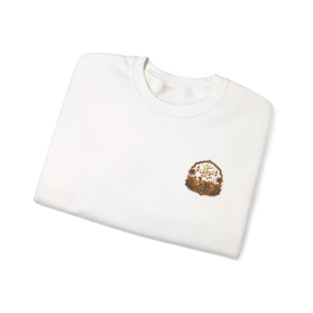 Crewneck Sweatshirt with Mountain Cabin Patch – Cozy Outdoorsy Travel Crew