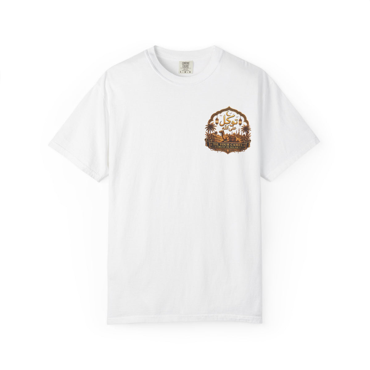 Nimah Desert Tee — Arabic Calligraphy Camel Graphic T-Shirt