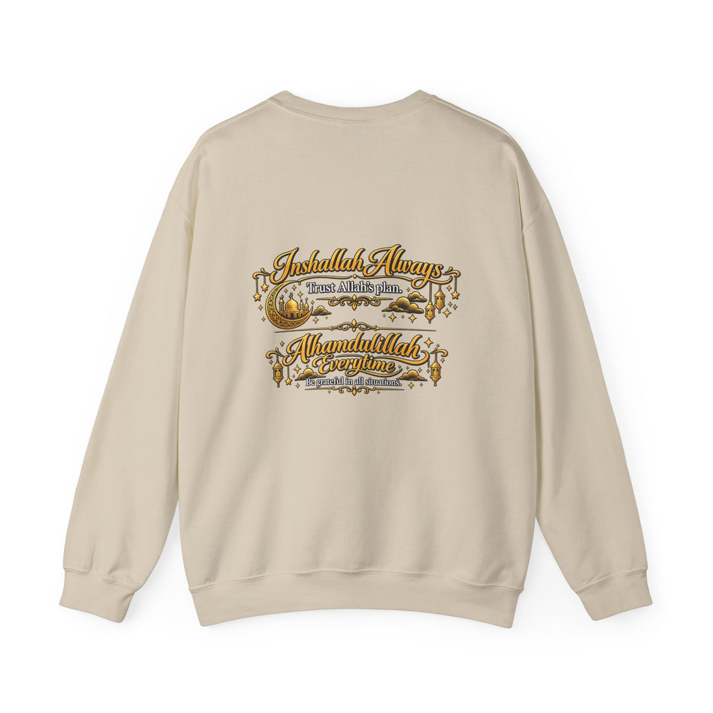 Crewneck Sweatshirt with Mountain Cabin Patch – Cozy Outdoorsy Travel Crew