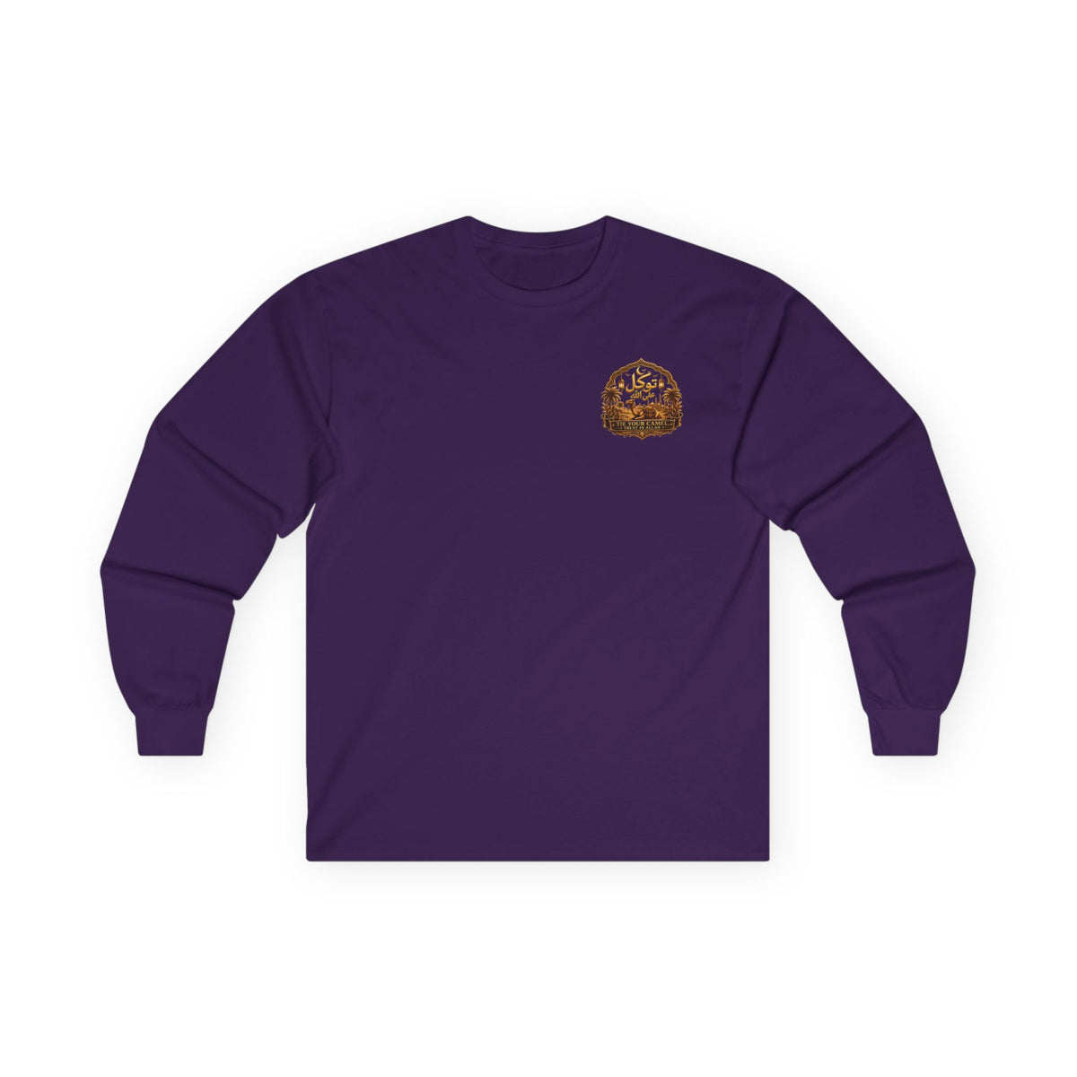 Camel Graphic Long Sleeve Tee — "Fadl" Arabic Script Design