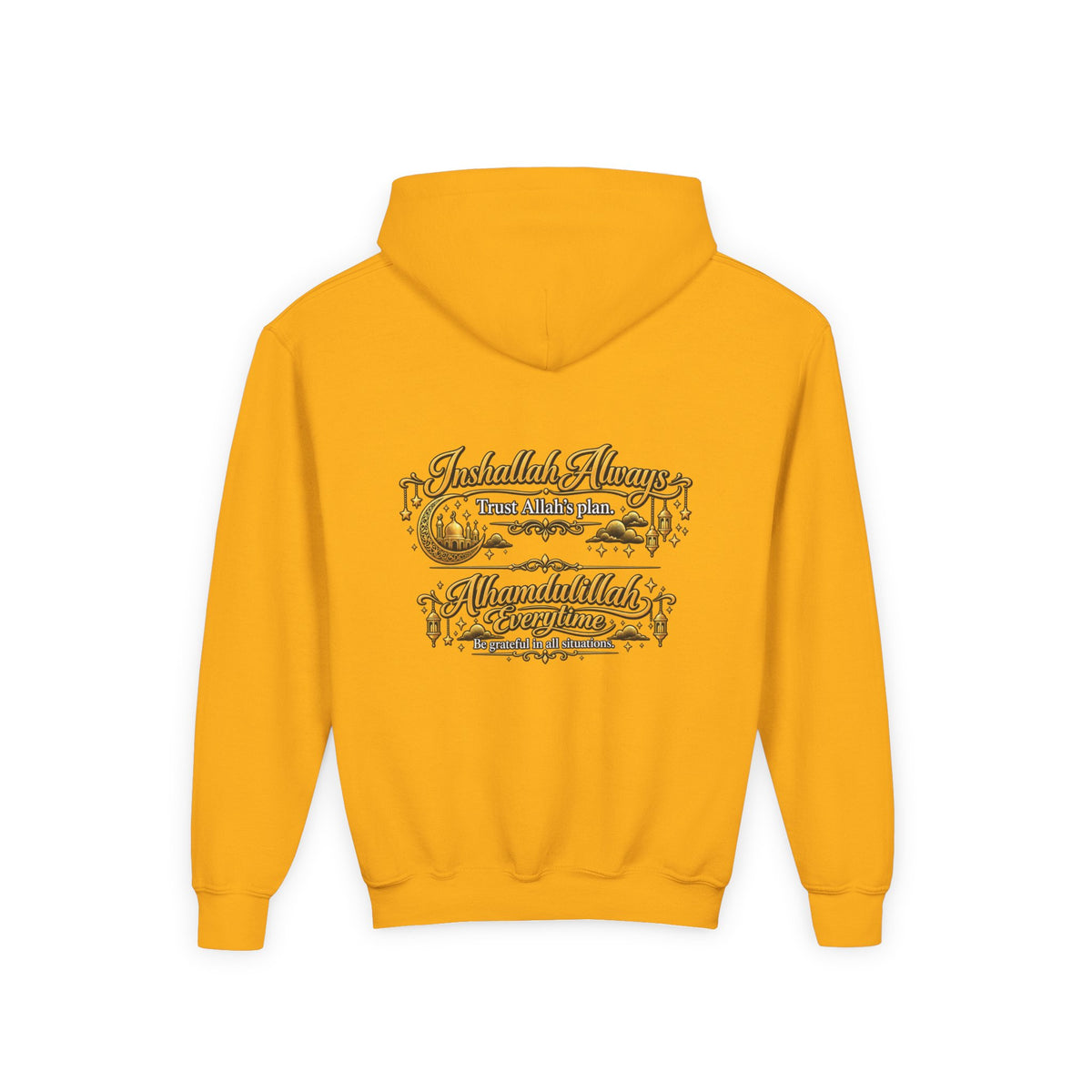 Youth Hoodie — 'Inshallah Always' Arabic Calligraphy Inspirational Sweatshirt