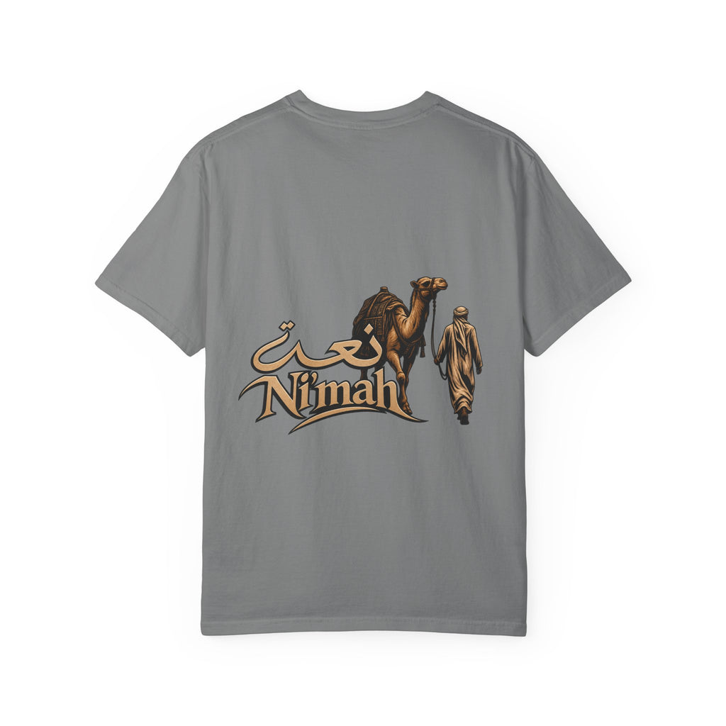 Nimah Desert Tee — Arabic Calligraphy Camel Graphic T-Shirt