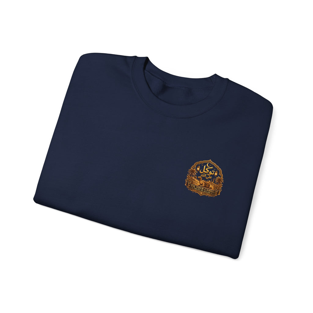 Crewneck Sweatshirt with Mountain Cabin Patch – Cozy Outdoorsy Travel Crew
