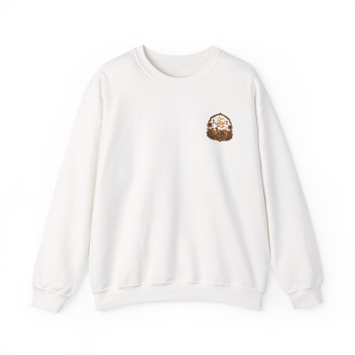 Crewneck Sweatshirt with Mountain Cabin Patch – Cozy Outdoorsy Travel Crew